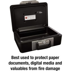 SentrySafe Fireproof Safe Box with Key Lock, Chest Safe with Carrying Handle to Secure Money, Jewelry, Documents, 0.25 Cubic Feet, 6.3 x 15.3 x 12.1 Inches, 1160