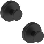 Suction Cup Hooks for Shower, Removable Towel Hooks for Bathroom Window Glass Door Wall, Bath Robe Looafh Wreath Hook for Hanging - 2 Pack, Black