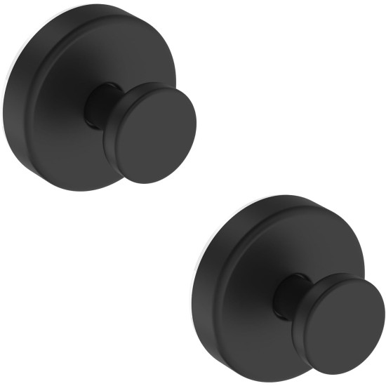 Suction Cup Hooks for Shower, Removable Towel Hooks for Bathroom Window Glass Door Wall, Bath Robe Looafh Wreath Hook for Hanging - 2 Pack, Black