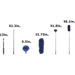 Cobweb Duster with Extension Pole, Washable Cleaning Duster Kit with 2 Duster Heads, Cobweb Duster, Corner Brush, Aluminum Telescoping Pole for Ceiling Fan (Blue)