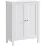 VASAGLE Floor Storage Cabinet, Freestanding Storage Unit with 2 Adjustable Shelves, for Bathroom Living Room Dining Kitchen, 11.8 x 23.6 x 31.5 Inches, Cloud White UBCB60WV1