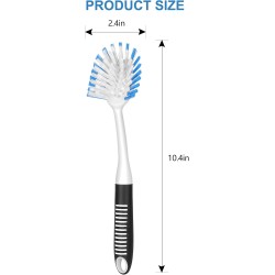 SetSail Dish Brush with Handle, 2 Pack Stiff Bristles Dish Scrubber with Built-in Scraper Dish Scrub Brushes for Cleaning Dishes, Pots and Pans, Kitchen Sink
