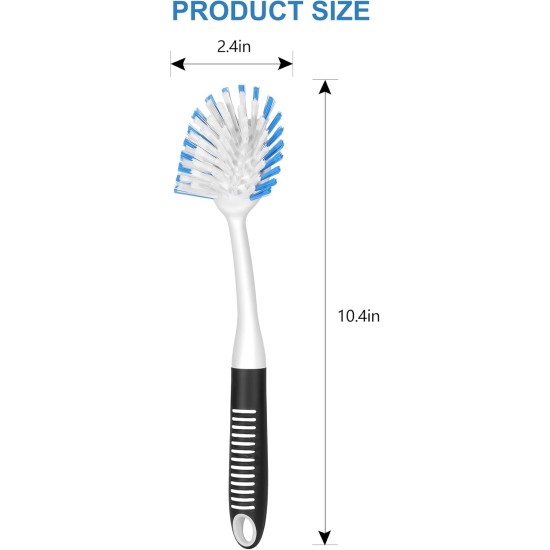 SetSail Dish Brush with Handle, 2 Pack Stiff Bristles Dish Scrubber with Built-in Scraper Dish Scrub Brushes for Cleaning Dishes, Pots and Pans, Kitchen Sink