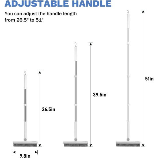 SetSail Grout Cleaner Brush with Long Handle, V-Shaped Floor Scrub Brush Swivel Grout Brush Stiff Bristle Floor Grout Scrubber for Bathroom, Tile Line, Crevice, Kitchen, Wall, Deck, Garage, White Grey