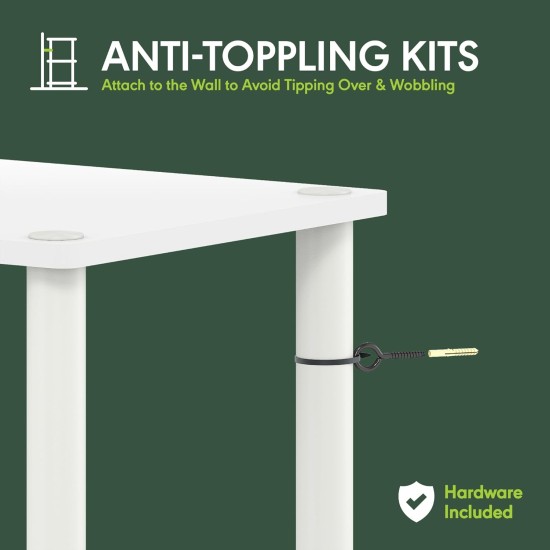 Furinno TURN-N-TUBE Corner Shelf, 5-Tier Corner Bookshelf, Open Storage Shelves, for Organization and Storage, Living Room, Home Office, Garage, Bedroom, Espresso