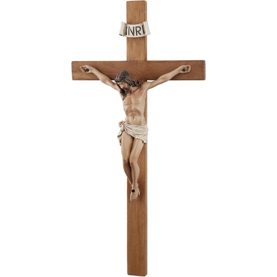 Crucifix Wall Cross - 14 Inch Olive Wood Wall Crucifix, Hand Painted Resin Jesus on Wooden Crucifix Catholic Home Decor Housewarming Religious Gifts Crucifix Wall Cross - 14 Inch Olive Wood Wall Crucifix, Hand Painted Resin Jesus on Wooden Crucifix Catholic Home Decor Housewarming Religious Gifts