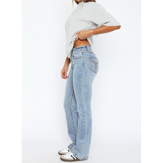 Women's Stretch Low Rise Double Button Elastic Skinny Vintage Flare Jeans Women's Stretch Low Rise Double Button Elastic Skinny Vintage Flare Jeans