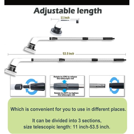 MGLSDeet Electric Spin Scrubber Scrub Brush, Rechargeable Cleaning Brush with 8 in 1 Replaceable Brush Heads, Cordless Power Spin Scrubber 90Mins for Bathroom Shower Bathtub Glass Car