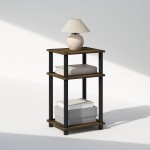 Furinno Just 3-Tier Turn-N-Tube Open Storage Nightstand, 1-Pack, Plastic Poles, Columbia Walnut/Black