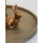 DN DECONATION Golden Polyresin Bunny Decor Rabbit Figurines, Easter Bunny Statue Set of 3 for Spring Tabletop Decor