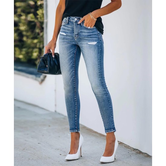 KUNMI Women's Ripped Skinny Jeans Distressed Stretchy Denim Pants