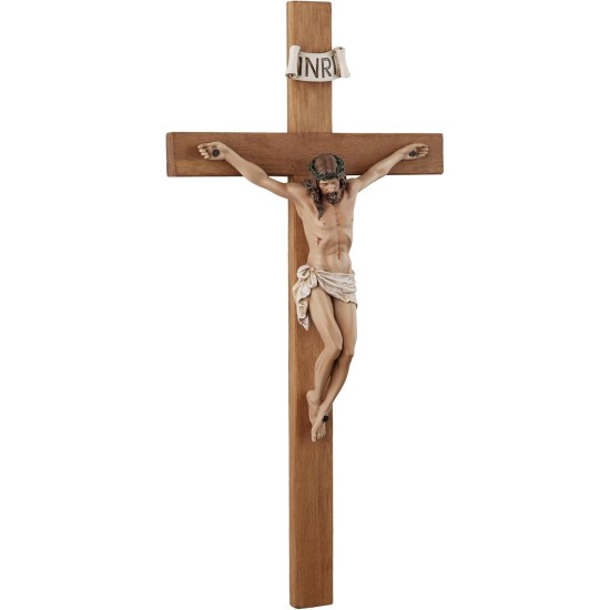 Crucifix Wall Cross - 14 Inch Olive Wood Wall Crucifix, Hand Painted Resin Jesus on Wooden Crucifix Catholic Home Decor Housewarming Religious Gifts Crucifix Wall Cross - 14 Inch Olive Wood Wall Crucifix, Hand Painted Resin Jesus on Wooden Crucifix Catholic Home Decor Housewarming Religious Gifts