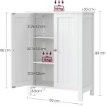 VASAGLE Floor Storage Cabinet, Freestanding Storage Unit with 2 Adjustable Shelves, for Bathroom Living Room Dining Kitchen, 11.8 x 23.6 x 31.5 Inches, Cloud White UBCB60WV1