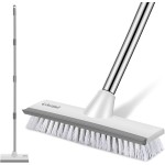 SetSail Floor Scrub Brush with 51-Inch Long Adjustable Handle 2 in 1 Scrape Brush Stiff Bristle Floor Scrubber for Cleaning Shower Bathroom Garage Kitchen Wall Deck Tub Tile
