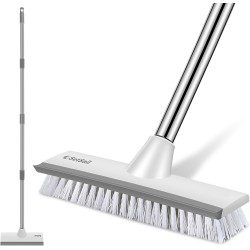 SetSail Floor Scrub Brush with 51-Inch Long Adjustable Handle 2 in 1 Scrape Brush Stiff Bristle Floor Scrubber for Cleaning Shower Bathroom Garage Kitchen Wall Deck Tub Tile