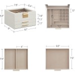 SONGMICS GISELLA Collection - Jewelry Box Organizer, 3-Layer Jewelry Storage with 2 Drawers, Shiny Metal Hardware, Glass Lid, Modern, 8 x 9.1 x 5.3 Inches, Cloud White and Gold Color UJBC239WT SONGMICS GISELLA Collection - Jewelry Box Organizer, 3-Layer Jewelry Storage with 2 Drawers, Shiny Metal Hardware, Glass Lid, Modern, 8 x 9.1 x 5.3 Inches, Cloud White and Gold Color UJBC239WT