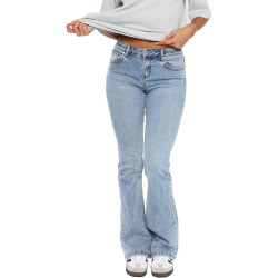 Women's Stretch Low Rise Double Button Elastic Skinny Vintage Flare Jeans