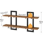 HOOBRO Floating Shelves, 15 Inch Wall Shelf Set of 2, Wall Mounted Storage Shelves 2-Tier, Hanging Bathroom Shelves, for Living Room, Bedroom, Bathroom, Kitchen, Rustic Brown and Black BF32BJ01G1 HOOBRO Floating Shelves, 15 Inch Wall Shelf Set of 2, Wall Mounted Storage Shelves 2-Tier, Hanging Bathroom Shelves, for Living Room, Bedroom, Bathroom, Kitchen, Rustic Brown and Black BF32BJ01G1
