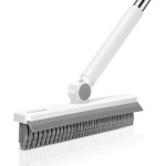 SetSail Grout Cleaner Brush with Long Handle, V-Shaped Floor Scrub Brush Swivel Grout Brush Stiff Bristle Floor Grout Scrubber for Bathroom, Tile Line, Crevice, Kitchen, Wall, Deck, Garage, White Grey