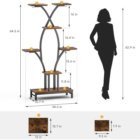Plant Stand Indoor with Grow Lights - 7 Tiered Metal Corner Shelf for Multiple Plants, 63" Corner Plant Stand for Indoor Plants, X-Shaped Plant Rack for Home, Living Room, Office & Patio Decor Plant Stand Indoor with Grow Lights - 7 Tiered Metal Corner Shelf for Multiple Plants, 63" Corner Plant Stand for Indoor Plants, X-Shaped Plant Rack for Home, Living Room, Office & Patio Decor