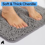 GORILLA GRIP Bath Rug Mat, Thick Soft Absorbent Chenille, Quick Dry Microfiber Mats, Rubber Backing Washable Shower Floor Rugs, US Designed Bathroom Bathmat Home Decor Accessories, 24x17, Grey GORILLA GRIP Bath Rug Mat, Thick Soft Absorbent Chenille, Quick Dry Microfiber Mats, Rubber Backing Washable Shower Floor Rugs, US Designed Bathroom Bathmat Home Decor Accessories, 24x17, Grey