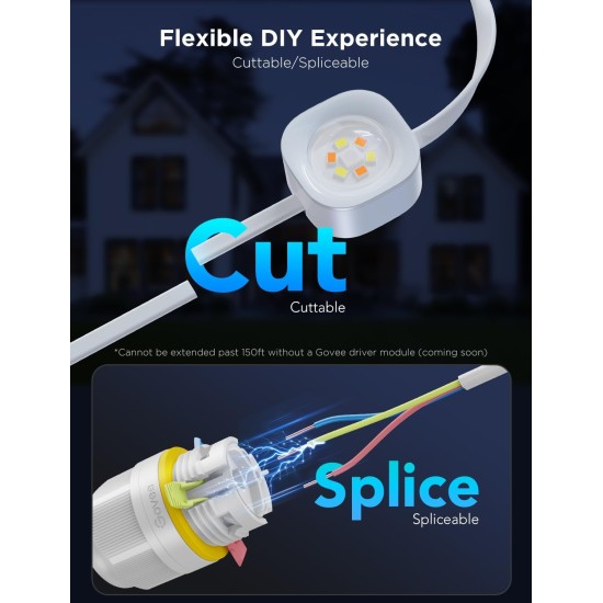 Govee Permanent Outdoor Lights Pro, 200ft with 120 RGBIC LED Lights for Daily and Accent Lighting, 75 Scene Modes for Outdoor Decor, IP67 Waterproof, Works with Alexa, Google Assistant, Matter, White