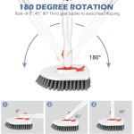 SetSail Floor Scrub Brush, 3-In-1 Tile Tub Floor Scrubber with 52-inch Adjustable Long Handle Shower Cleaner and 3 Detachable Replacement Brush Heads for Cleaning Bathroom Kitchen Walls Tub Tile
