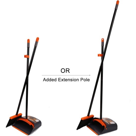 TreeLen Broom and Dustpan Set with 52" Long Handle for Home Kitchen Room Office Lobby Floor Use Upright Stand Up Stand Up Broom with Dustpan Combo