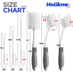 Holikme 6 Pack Dish Brush Set with Bottle Brush, Dish Scrub Brush, Pan Brush and 3 Straw Brushes, Deep Cleaning Handle Brush with Scraper Tip for Kitchen Sink Dishes Bottle Cup Pot and Pans (Gray) Holikme 6 Pack Dish Brush Set with Bottle Brush, Dish Scrub Brush, Pan Brush and 3 Straw Brushes, Deep Cleaning Handle Brush with Scraper Tip for Kitchen Sink Dishes Bottle Cup Pot and Pans (Gray)