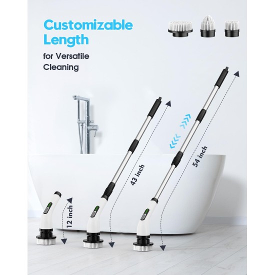 Electric Spin Scrubber for Cleaning Bathroom: Cordless Power Shower Scrubber - Electric Cleaning Brush for Tile Tub