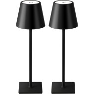 KDG 2 Pack Cordless Table Lamp, Portable LED Desk Lamps, 5000mAh Battery Operated, 3 Color Stepless Dimming Up, for Restaurant, Bedroom, Outdoor Camping, Coffee Shop, Night Light, Rechargeable (Black)