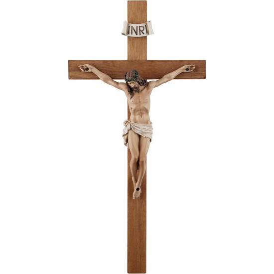 Crucifix Wall Cross - 14 Inch Olive Wood Wall Crucifix, Hand Painted Resin Jesus on Wooden Crucifix Catholic Home Decor Housewarming Religious Gifts Crucifix Wall Cross - 14 Inch Olive Wood Wall Crucifix, Hand Painted Resin Jesus on Wooden Crucifix Catholic Home Decor Housewarming Religious Gifts