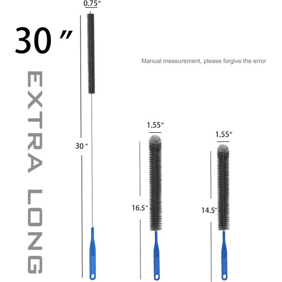Refrigerator Coil Cleaning Brush，Sewer Set Brush Clog Remover,for Toilet, Kitchen Sink, Sewer, Bathroom Bathtub Hair Clogging Cleaning Tool，Long Drain Brush
