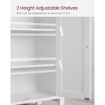 VASAGLE Floor Storage Cabinet, Freestanding Storage Unit with 2 Adjustable Shelves, for Bathroom Living Room Dining Kitchen, 11.8 x 23.6 x 31.5 Inches, Cloud White UBCB60WV1