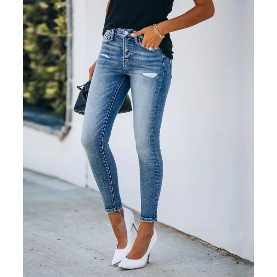 KUNMI Women's Ripped Skinny Jeans Distressed Stretchy Denim Pants