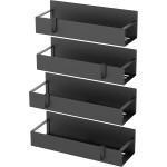 Metal 4 Pack Magnetic Spice Storage Rack Organizer for Refrigerator and Oven, Black Fridge Organizers and Storage