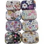 8Pcs Metal Hinged Tin Box Container Daisy Floral Farmhouse Rustic Mini Portable Small Storage Container Kit with Lid for Home Storage 2.1x1.5x1 Inch (Pastel)