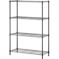 BestOffice | 4-Tier Wire Storage Shelves | 36x14x54 | Black | with Adjustable Racks | Heavy-Duty Metal Shelf, Holds Upto 1000 lbs | No-Tool Assembly | Ideal for Home & Garage Shelving