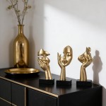 3 Pcs Thinker Small Statue Set - Black Gold Home Decor Abstract Art Figurines for Shelves, Living Room Coffee Table, Office Desktop (3 Pcs Gold, 6") 3 Pcs Thinker Small Statue Set - Black Gold Home Decor Abstract Art Figurines for Shelves, Living Room Coffee Table, Office Desktop (3 Pcs Gold, 6")