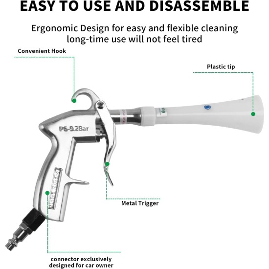 Tornado Dry Cleaning Gun with Brass Adjustable Air Flow Nozzle,Air Blower Gun Quickly Blasts Dirt and Dust from Surface Works with Air Compressor