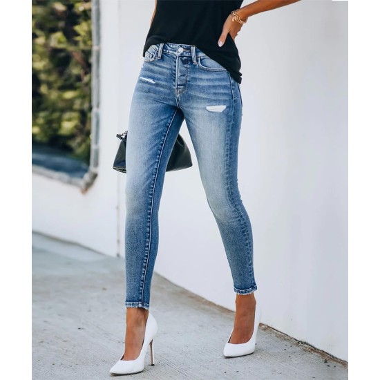 KUNMI Women's Ripped Skinny Jeans Distressed Stretchy Denim Pants