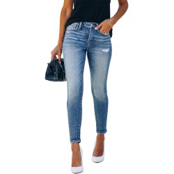 KUNMI Women's Ripped Skinny Jeans Distressed Stretchy Denim Pants