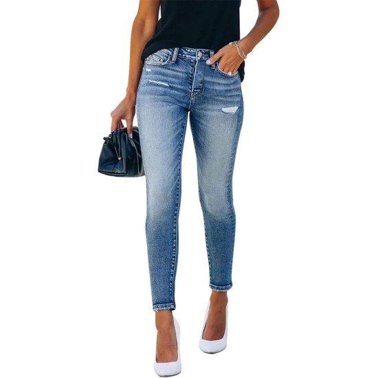 KUNMI Women's Ripped Skinny Jeans Distressed Stretchy Denim Pants