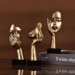 3 Pcs Thinker Small Statue Set - Black Gold Home Decor Abstract Art Figurines for Shelves, Living Room Coffee Table, Office Desktop (3 Pcs Gold, 6") 3 Pcs Thinker Small Statue Set - Black Gold Home Decor Abstract Art Figurines for Shelves, Living Room Coffee Table, Office Desktop (3 Pcs Gold, 6")