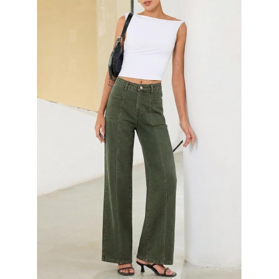 Sidefeel Womens Wide Leg Jeans High Waisted Stretchy Straight Leg Baggy Denim Pants Sidefeel Womens Wide Leg Jeans High Waisted Stretchy Straight Leg Baggy Denim Pants