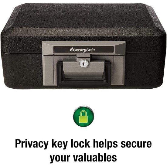 SentrySafe Fireproof Safe Box with Key Lock, Chest Safe with Carrying Handle to Secure Money, Jewelry, Documents, 0.25 Cubic Feet, 6.3 x 15.3 x 12.1 Inches, 1160
