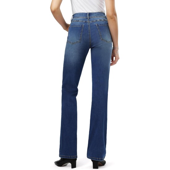 Tall Women's 34"/36"/38" Inseam Curvy Bootcut Jeans Mid-Rise Stretchy Denim Pants Classic Bell Bottom Trouser Tall Women's 34"/36"/38" Inseam Curvy Bootcut Jeans Mid-Rise Stretchy Denim Pants Classic Bell Bottom Trouser