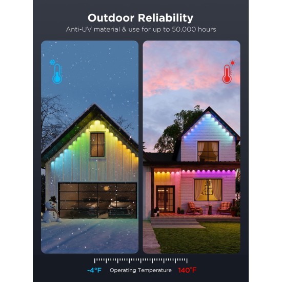 Govee Permanent Outdoor Lights Pro, 200ft with 120 RGBIC LED Lights for Daily and Accent Lighting, 75 Scene Modes for Outdoor Decor, IP67 Waterproof, Works with Alexa, Google Assistant, Matter, White