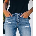 KUNMI Women's Ripped Skinny Jeans Distressed Stretchy Denim Pants