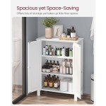 VASAGLE Floor Storage Cabinet, Freestanding Storage Unit with 2 Adjustable Shelves, for Bathroom Living Room Dining Kitchen, 11.8 x 23.6 x 31.5 Inches, Cloud White UBCB60WV1